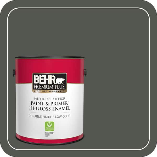 BEHR PREMIUM PLUS 1 gal. #ECC-47-3 Twilight Forest Hi-Gloss Enamel Interior/Exterior Paint & Primer