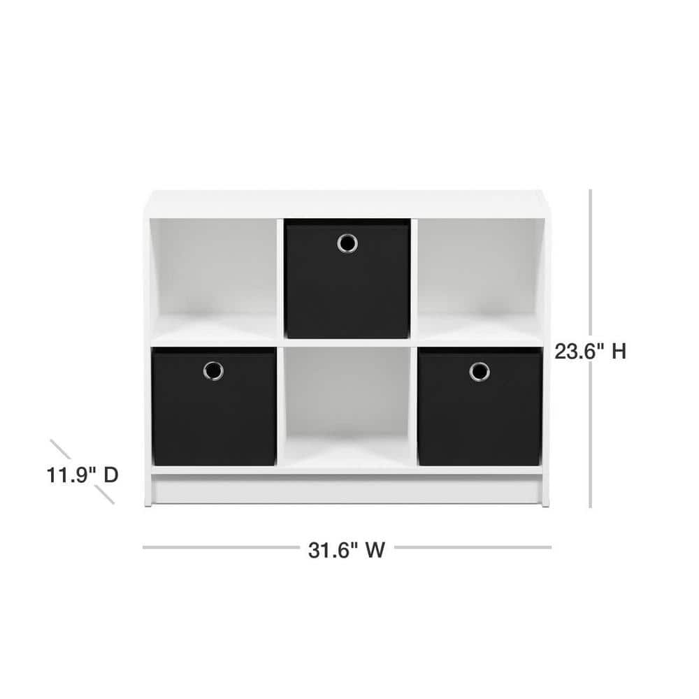 White and Black 6-Cube Engineered Wood Storage Organizer