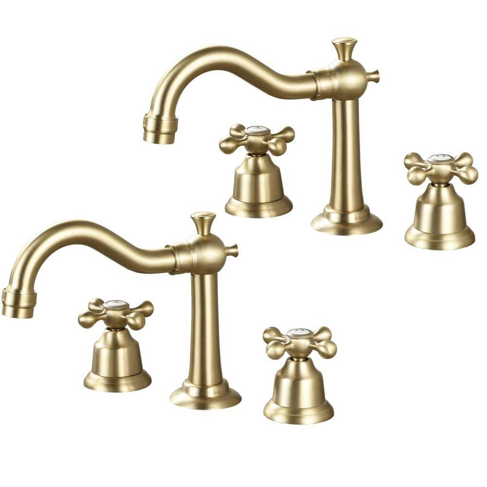 Double Handle 8 in. Widespread Bathroom Faucet 3-Hole Bathroom Sink Faucet 