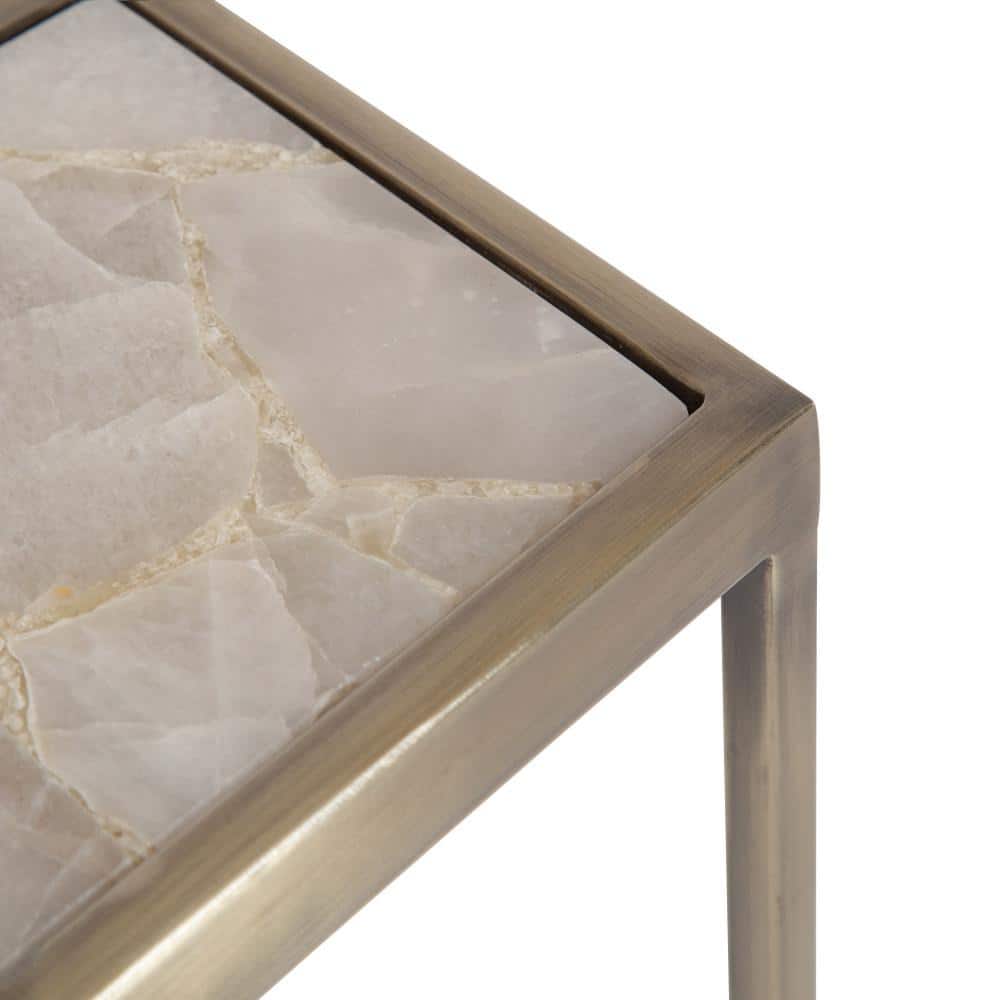 Gold Square Metal Drink Table with Quartz Top