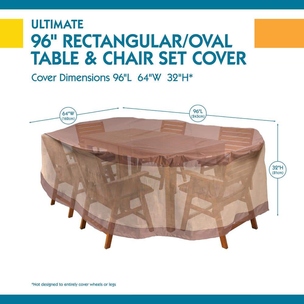Mocha Cappuccino Waterproof Rectangular Patio Table Cover with Straps