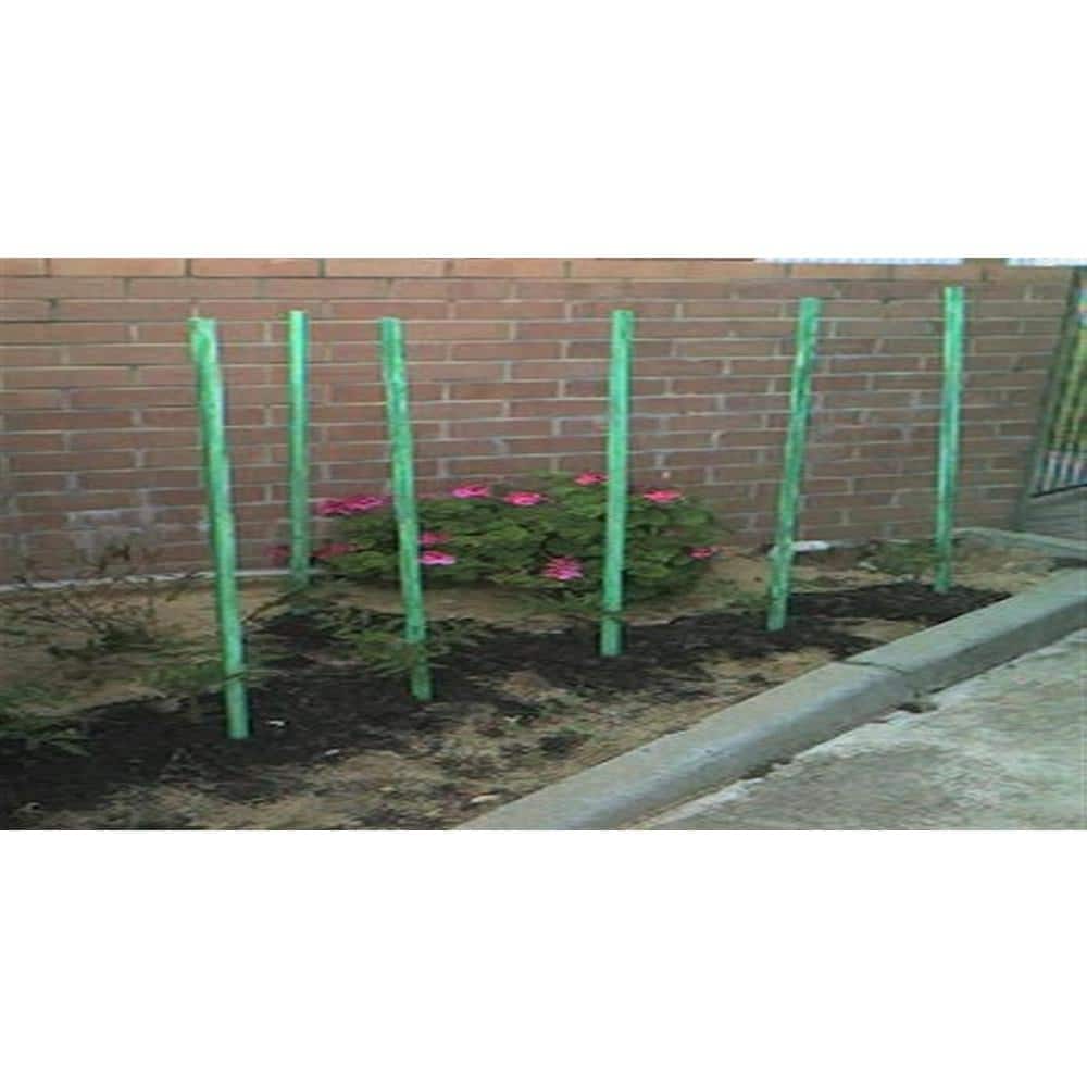 48" Green Plastic-Coated Steel Garden Stakes (10 Pack)