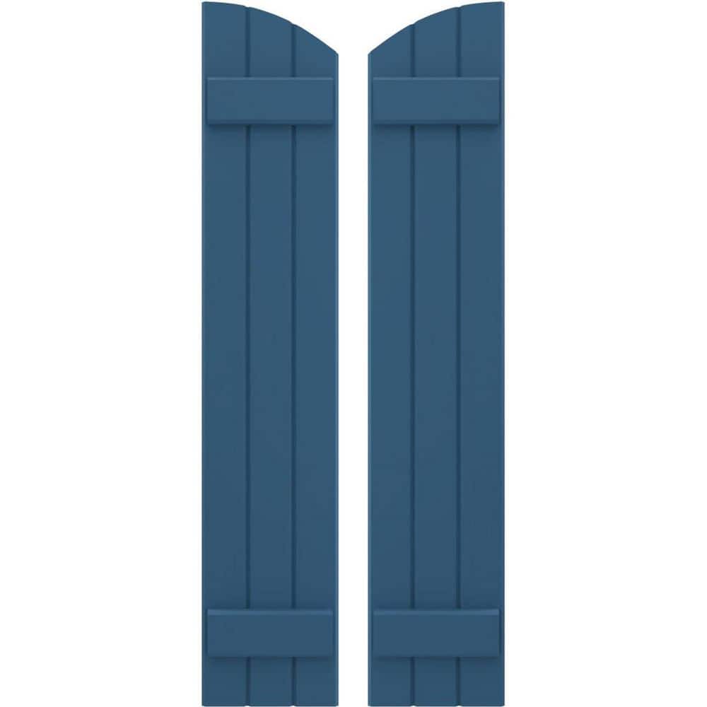 10-1/2 in. W x 81 in. H Americraft Exterior Real Wood Joined Board and Batten Shutters w/Elliptical Top in Sojourn Blue price history on PriceWatchPro