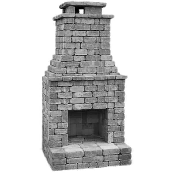 Princeton 47.25 in. x 51.125 in. x 105.375 in. Charcoal Blend Outdoor Weathered Concrete Fireplace Kit