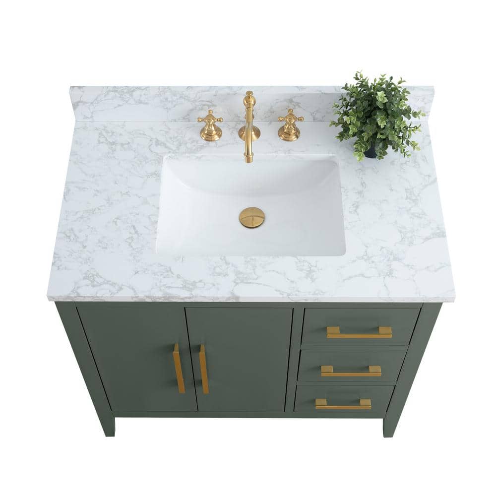 Vintage Green 36" Single Bathroom Vanity with Gold Hardware
