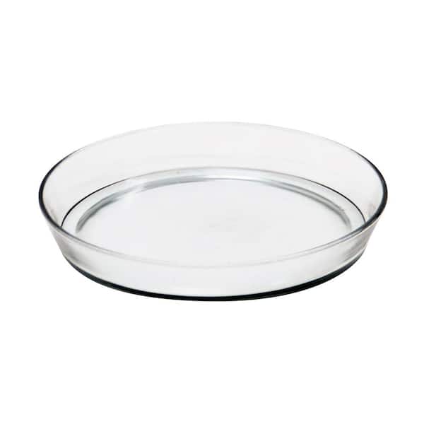 ACHLA DESIGNS 10.5 in. W x 1.5 in. H x 10.5 in. D Round Clear Glass Tray for Indoor and Outdoor Gardening