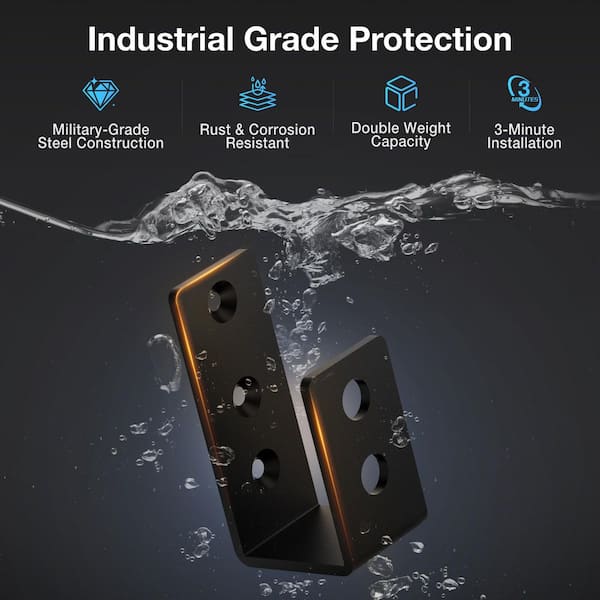 Door Barricade Brackets Steel Security Bar Holder U Brackets Fit for 2 x 4 Lumber Door (2-Pack)