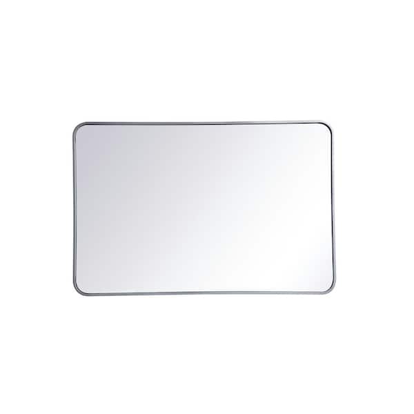 Unbranded Timeless Home 28 in. W x 42 in. H x Modern Soft Corner Metal Rectangle Silver Mirror