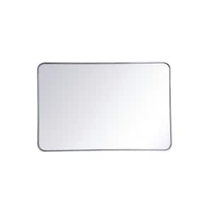 Timeless Home 42 in. H x 28 in. W Silver Modern Soft Corner Rectangular Wall Mirror