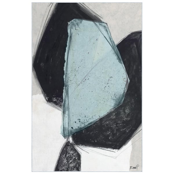 Blue and Black 5 ft. x 8 ft. Simply Shapes II Washable Geometric Art, Power loomed Area Rug