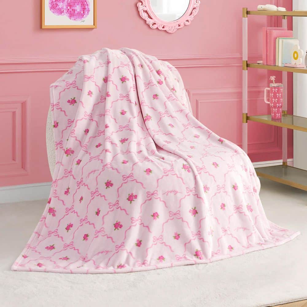 Blossom Bows Light Pink Plush Polyester Kids Throw Blanket price history on PriceWatchPro