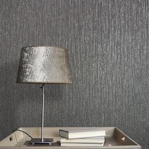 Vertical Silk Texture Matte Anthracite Vinyl on Non-Woven Non-Pasted Wallpaper Roll