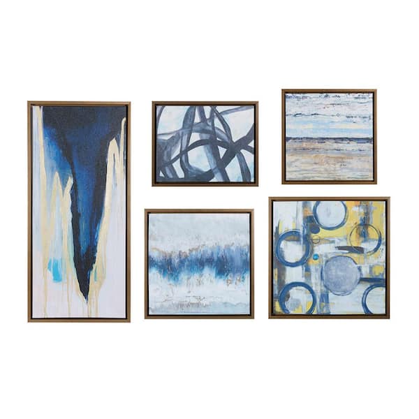 Miscool Anky 5-Piece Framed Art Print 36.6 in. x 16.6 in. Abstract Gallery Framed Canvas Wall Art Set