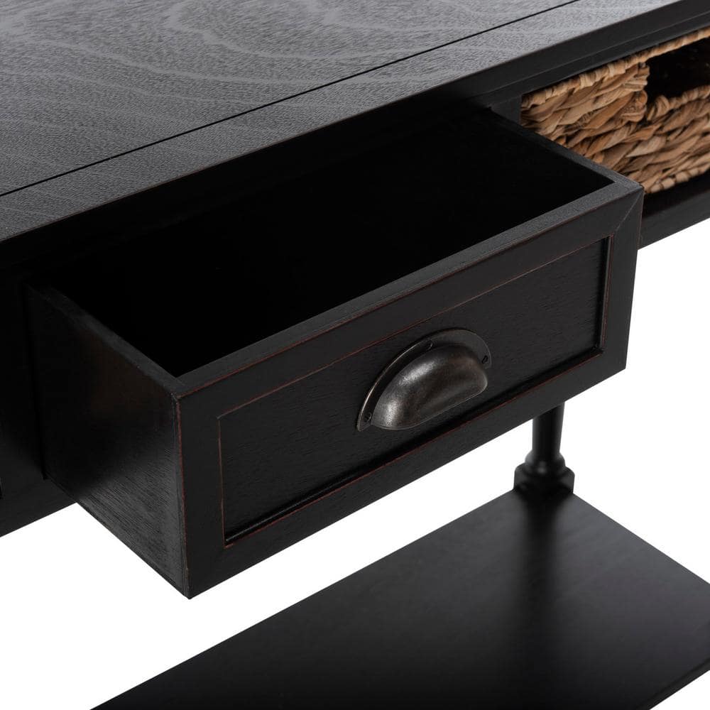 Transitional Gray 45" Wood and Metal Console Table with Storage