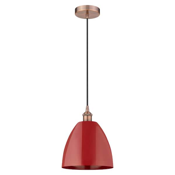 Innovations Plymouth Dome 100-Watt 1-Light Antique Copper Standard Mini Pendant Light with Metal Shade