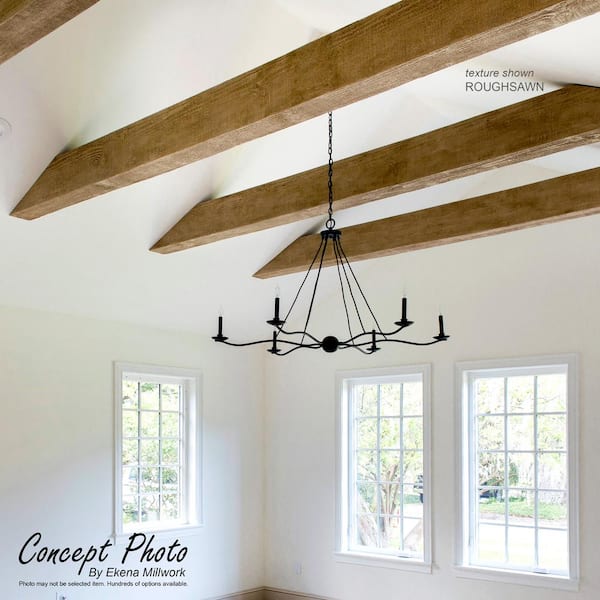 Ekena Millwork BMKP3C0080X040X144PP 8W x 4H x 12'L 3-Sided (U-beam) Knotty Pine Endurathane Faux Wood Ceiling Beam, Natural Pine