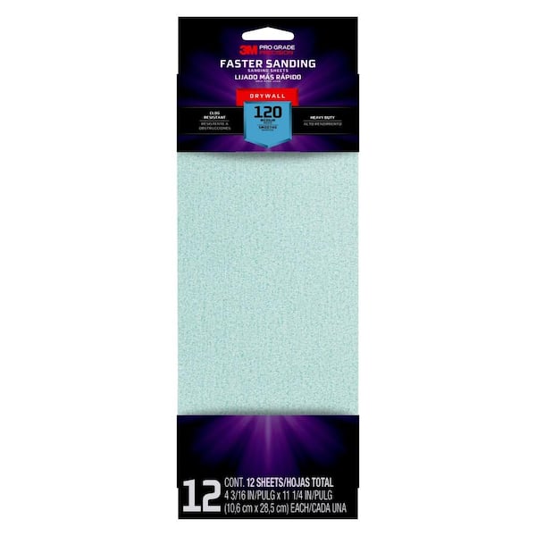 3M Pro Grade Precision 4 3/16 in. x 11-1/4 in. 120-Grit Drywall Sanding Sheets (12-Pack)