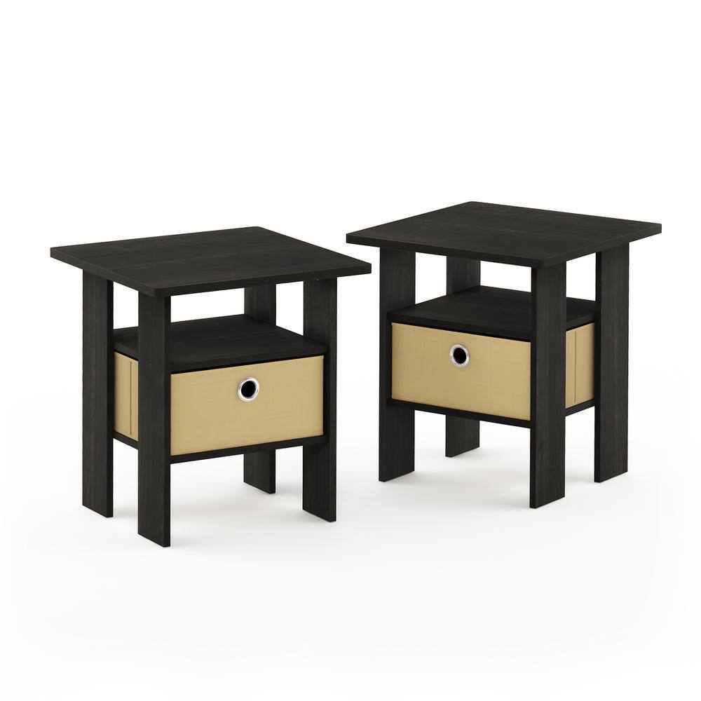 Espresso Engineered Wood Contemporary End Table with Drawer