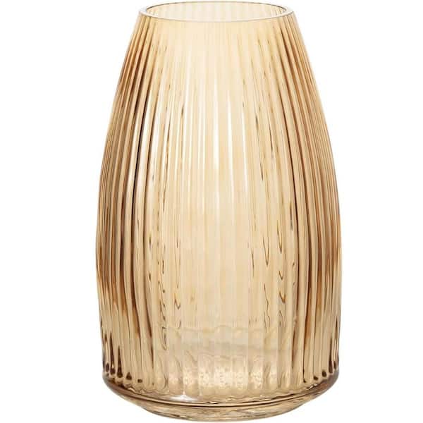 Unbranded 8 in. Orange Glass Round Decorative Vase for Modern Home Decor