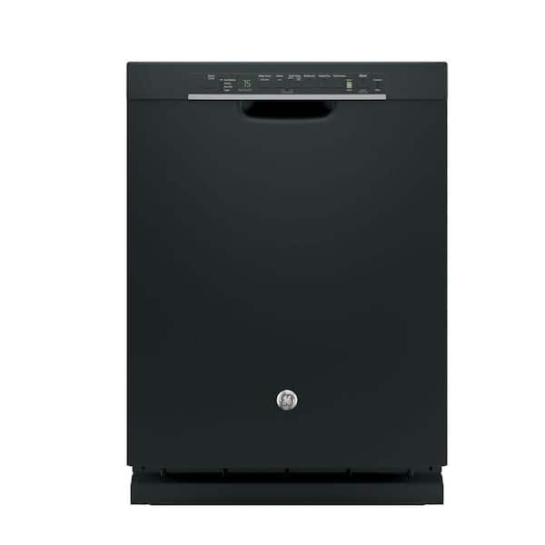 GE 24 in. Black Front Control Dishwasher 120-Volt with Stainless Steel Tub, Steam Cleaning, and 46 dBA