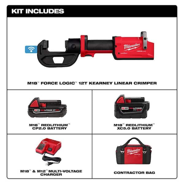 M18 18V Lithium-Ion Brushless Cordless FORCE LOGIC 12T Kearney Linear Crimper Kit