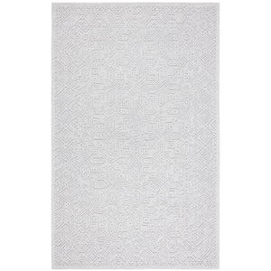 Textural Silver 4 ft. x 6 ft. Solid Color Geometric Area Rug