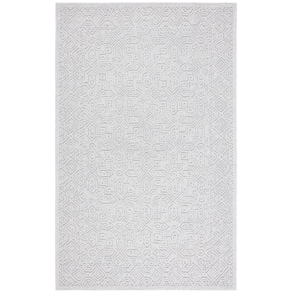 SAFAVIEH Textural Silver 4 ft. x 6 ft. Solid Color Geometric Area Rug