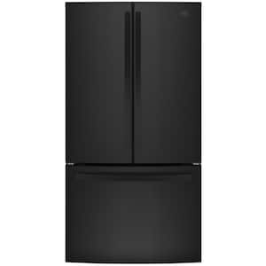 35.8 in. 27 cu. ft. Standard Depth Retro French Door Refrigerator in Black with Door Alarm, Hidden Hinge, LED Light Type