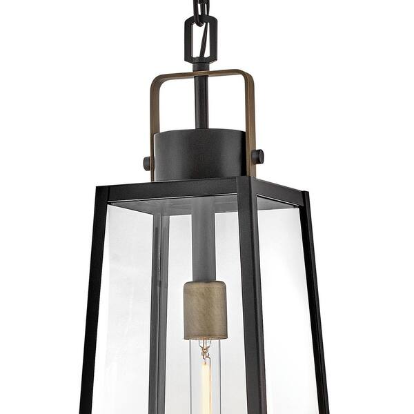 LARK - Hugh 27.25 in. 1-Light Black Outdoor Pendant Light