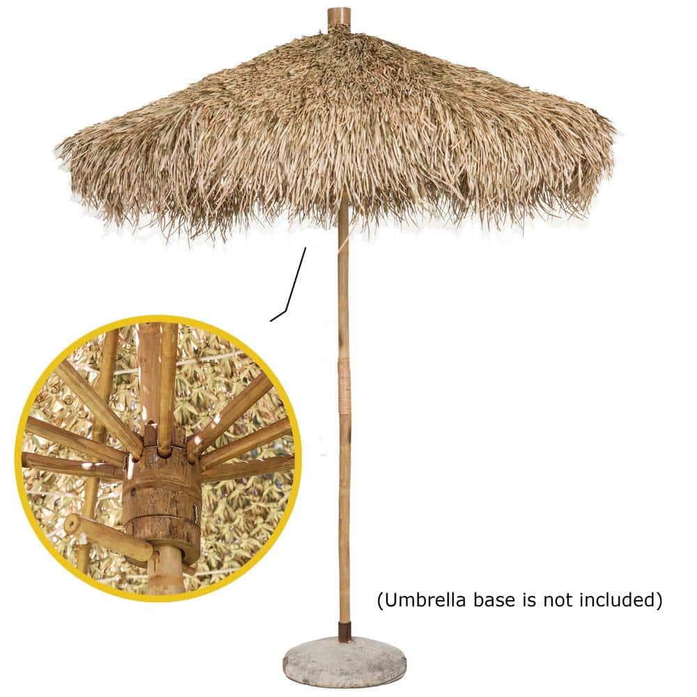 Natural Bamboo and Seagrass Thatch Beach Patio Umbrella