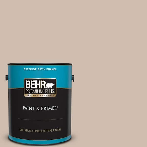 BEHR PREMIUM PLUS 1 gal. #N190-3 Windrift Beige Satin Enamel Exterior Paint & Primer