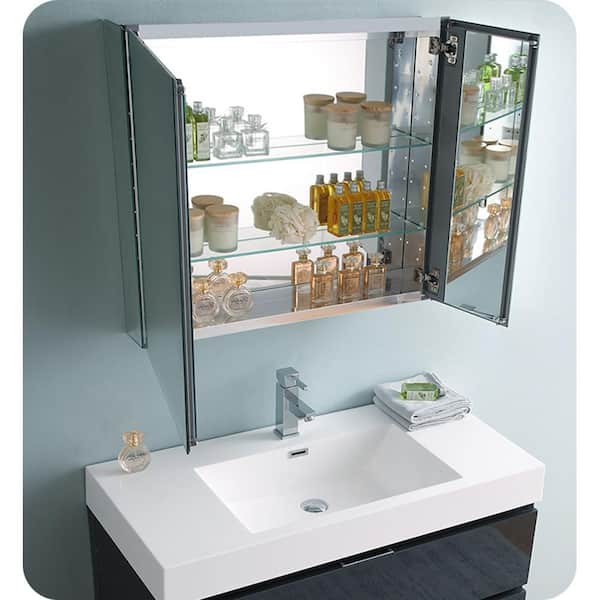 Black 39 Bathroom Vanity Storage Floating Single Sink Faux Slate Top No  Mirro