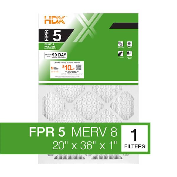 HDX 20 in. x 36 in. x 1 in. Standard Pleated Air Filter FPR 5, MERV 8