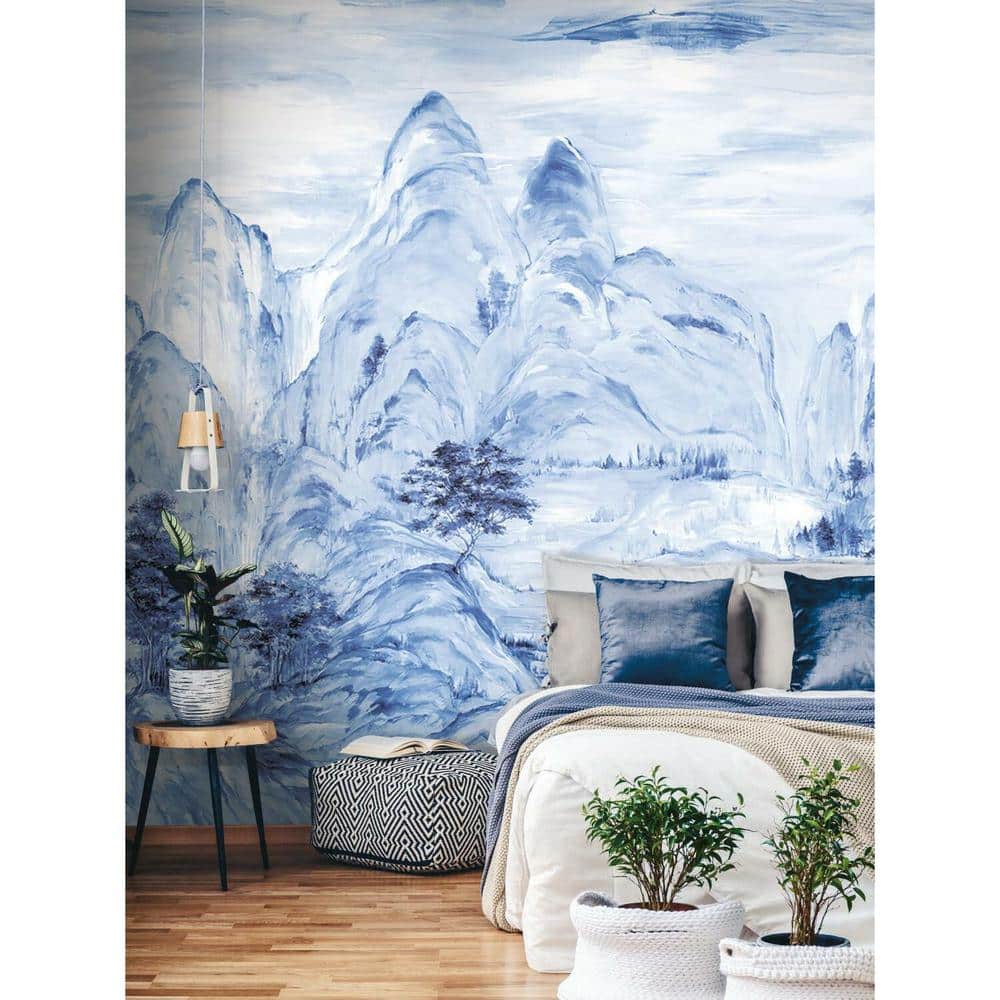 Misty Mountain Blue 3-Panel Washable Wall Mural