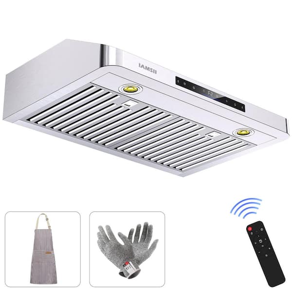 36 in. 900 CFM Ducted Under Cabinet Range Hood in Stainless Steel with Remote Control and LED Lights