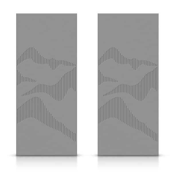 CALHOME 84 in. x 80 in. Hollow Core Light Gray Painted Composite MDF Interior Double Closet Sliding Doors