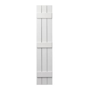 11 in. x 63 in. Polypropylene Plastic 3-Board Closed Board and Batten Shutters Pair in White