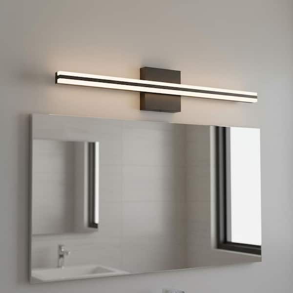 24 in. 1-Light 15W Black Integrated LED Vanity Light, Modern Bathroom Wall Sconce for Mirror and Makeup Lighting