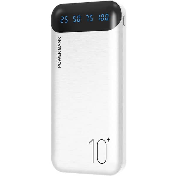 EKIEUDL 10,000mAh Portable Charger Slim Power Bank with 2 USB 2. 4A Outputs and USB C In/Out for Iphone, Android, Samsung-White