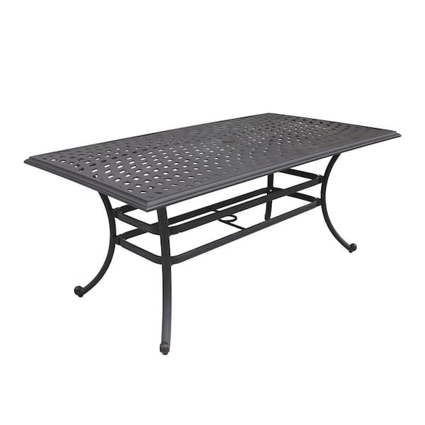 Mondawe Espresso Brown Rectangle Cast Aluminum Outdoor Patio Rectangle Dining Table for Garden, Balcony, Pavilion
