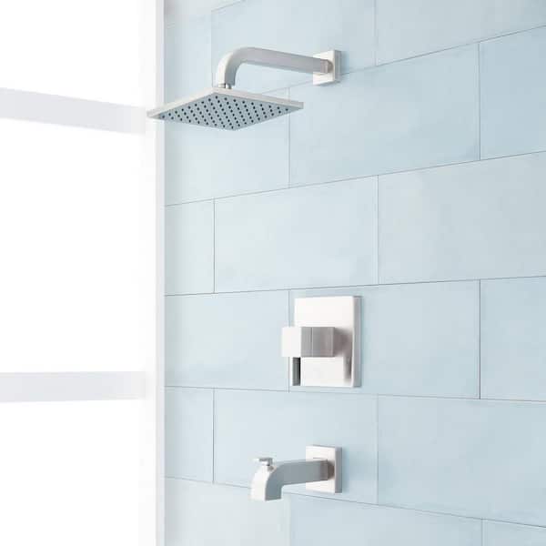 SIGNATURE HARDWARE Rigi Single Handle 1-Spray Shower Faucet 1.8 GPM with Pressure Balanced in. Brushed Nickel