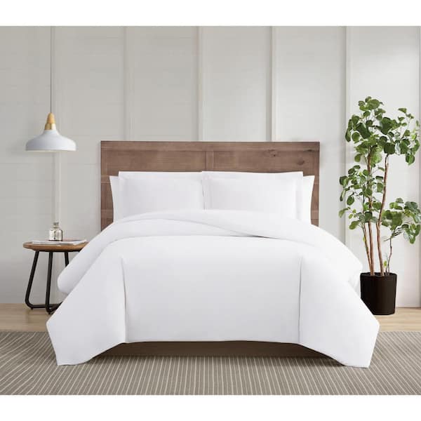 TRULY CALM Silver Cool 2-Piece White Twin / Twin XL Cotton Duvet Cover Set