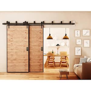 6 ft./72 in. Country Style Bypass Steel Sliding Barn Wood Door Hardware Roller Track Kit for Wood and Concrete Wall