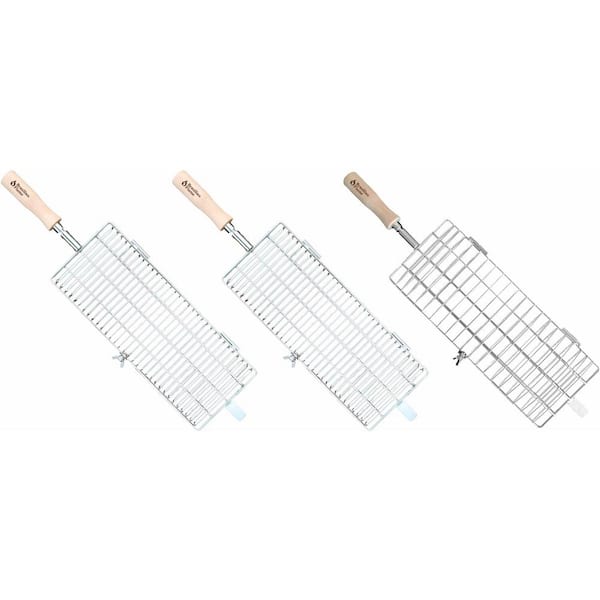 BRAZILIAN FLAME Set of 3 Grill Baskets for your 3 or 5 Skewer Gas Rotisserie Grill Cooking Accessory