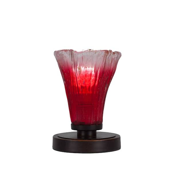 Unbranded Quincy 8 in. Dark Granite Accent Lamp with Glass Shade
