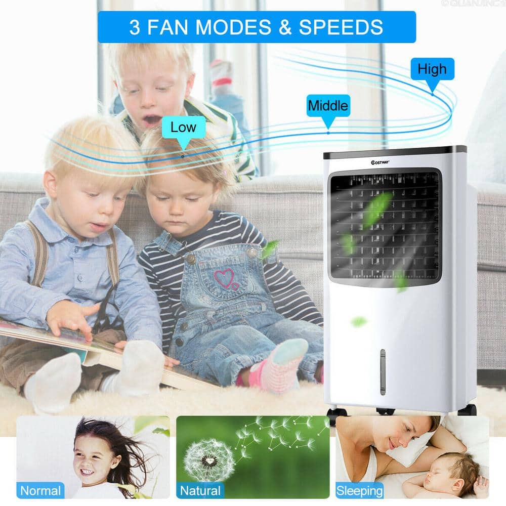 White Portable Tower Air Conditioner with Remote Control