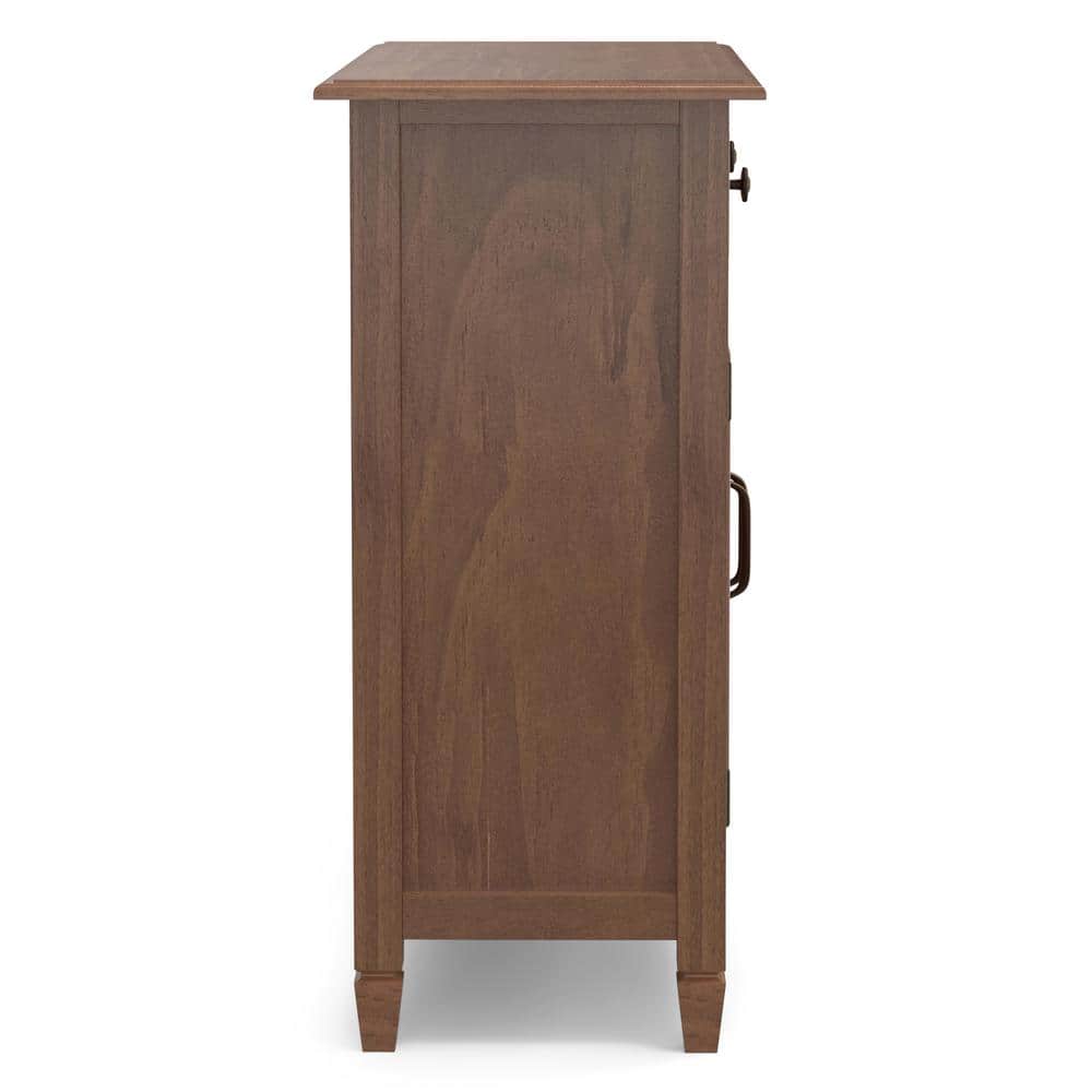 Medium Saddle Brown Solid Wood Office Storage Cabinet with Adjustable Shelving