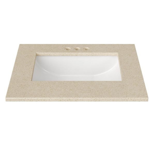 25 in. W x 22 in. D Cultured Marble Rectangular Undermount Single Basin Vanity Top in Winter Snow