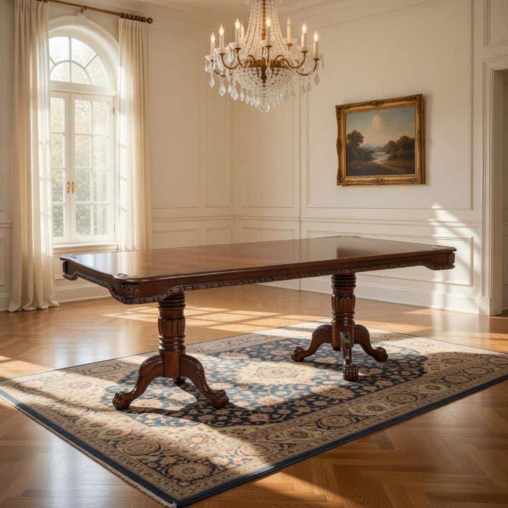 Mina Cherry Brown Wood 42 in. 4-Legs Dining Table Seating for 6