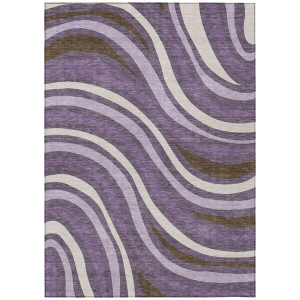 Chantille Machine Washable Indoor/Outdoor Abstract ACN2490 Plum 8 ft. x 10 ft. Area Rug